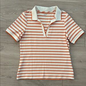 Lands' End Orange and White Striped Shirt